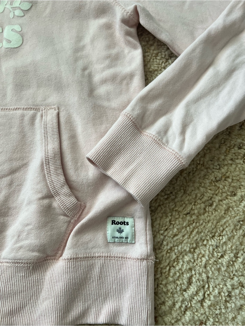 Roots Women's Light Pink Logo Hoodie Sweatshirt - Picture 6 of 9